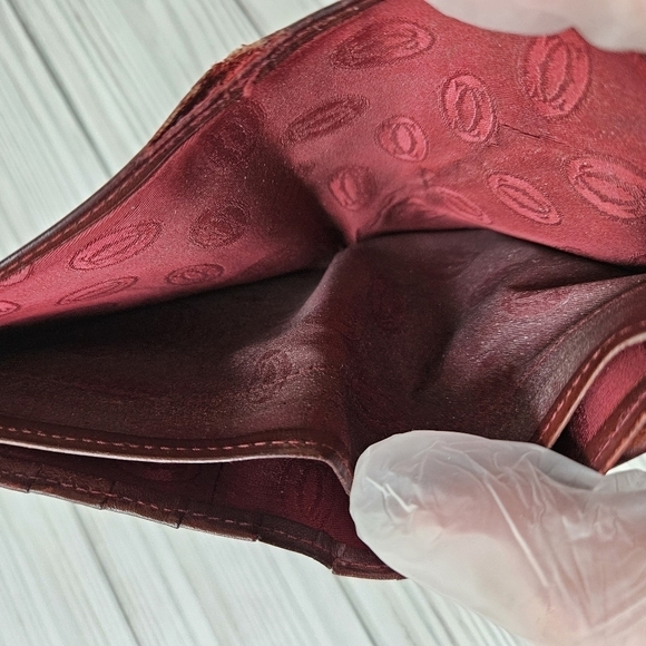 Cartier Vintage Must De Bi Fold Wallet with Coin Pouch in Burgundy Leather - Picture 14 of 16